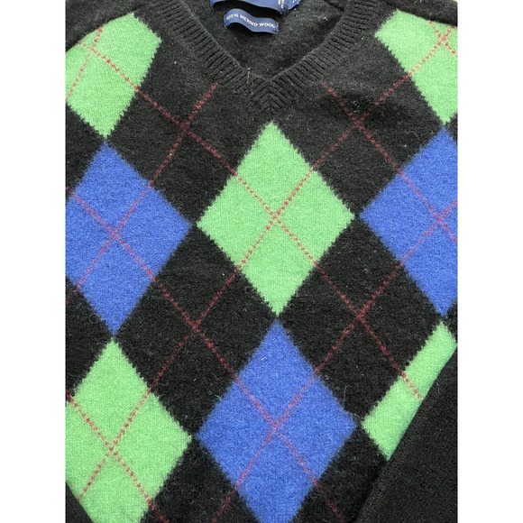 VTG Polo Golf Ralph Lauren Medium Adult Sweater Merino Wool Black Argyle Mens - Picture 3 of 7
